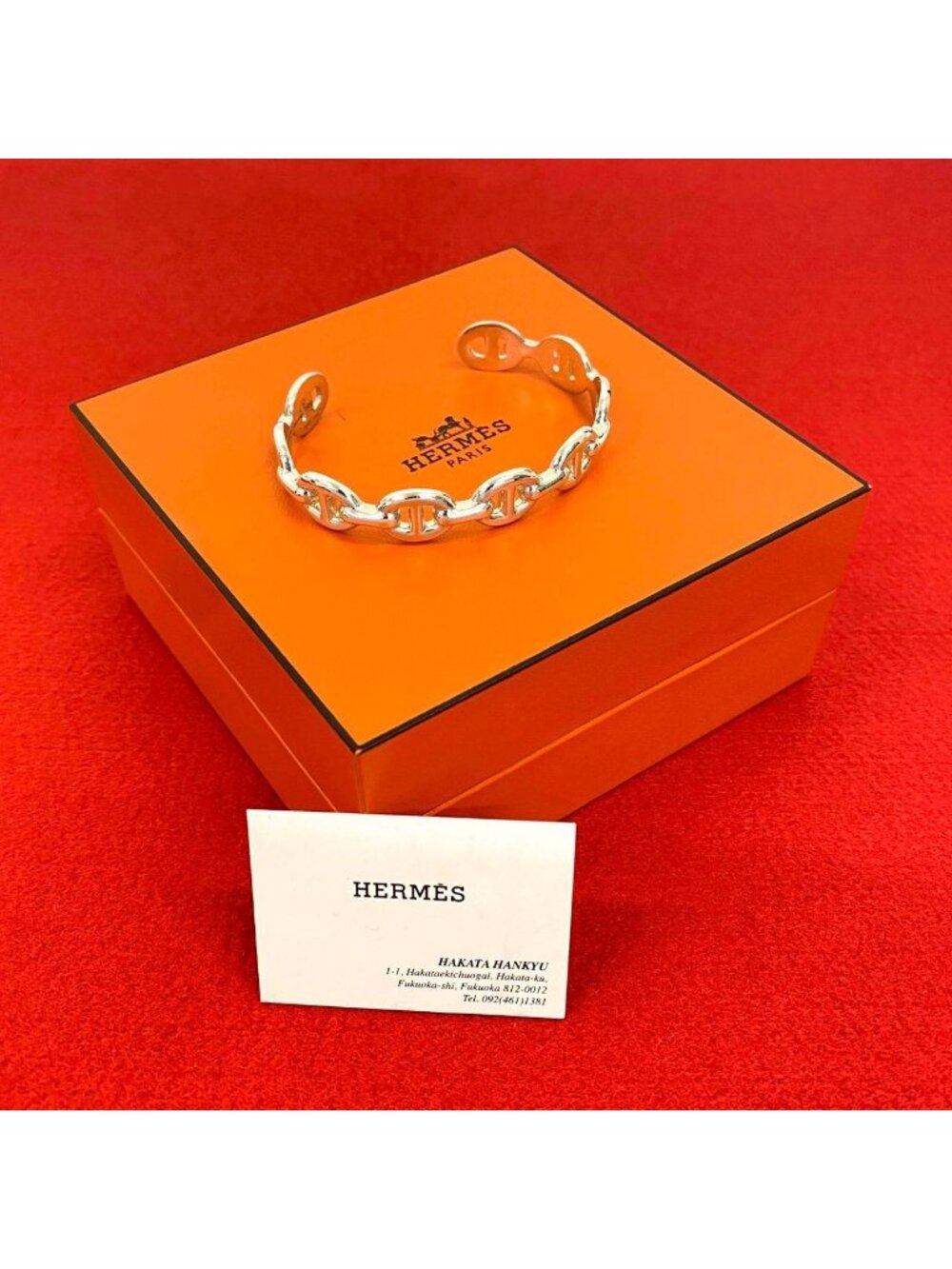 Hermes Enchainee Bangle 925 Sterling Silver Bracelet